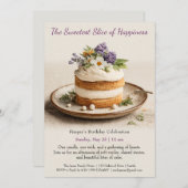 水エレガント色ケーキ誕生日招待状 招待状 (正面/裏面)