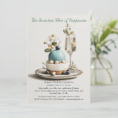 水エレガント色ケーキ誕生日招待状 招待状 (スタンド正面)