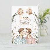 水エレガント色ゲイカップル復活祭カード シーズンカード (スタンド正面)