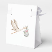 水エレガント色コウノトリ赤ちゃん女の子ピンク花Ba フェイバーボックス (裏面サイド)