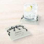 水エレガント色コケットブラックボウ甘い16 ガラスコースター (アングル)