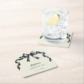 水エレガント色コケットブラックボウ甘い16 スクエアペーパーコースター (インサイチュ)