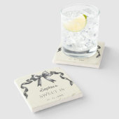 水エレガント色コケットブラックボウ甘い16 ストーンコースター (横)