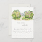 水エレガント色コテージ庭園の結婚式詳細 エンクロージャーカード (正面/裏面)