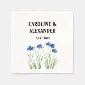 水エレガント色コーンフラワーワイルドフラワー結婚ズ スタンダードカクテルナプキン (正面)