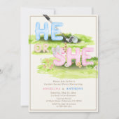 水エレガント色ゴルフのワイルドフラワーズ 招待状 (正面)
