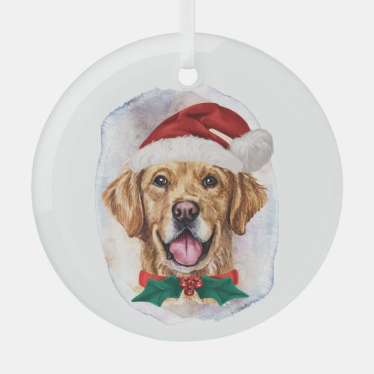 水エレガント色ゴールデンレトリバークリスマス ガラスオーナメント (正面)