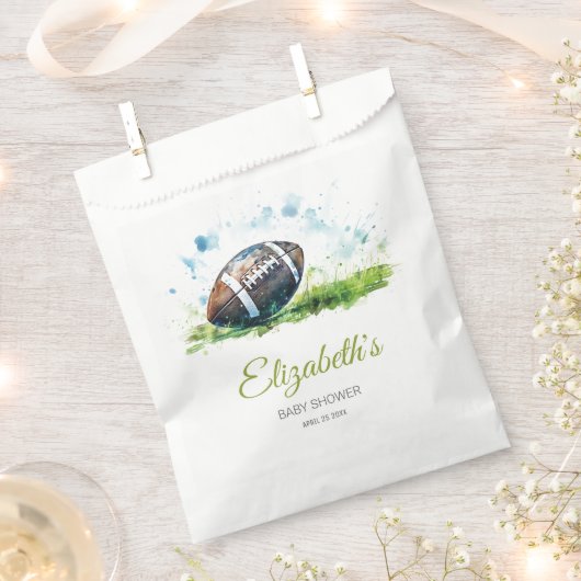 水エレガント色サッカー赤ちゃんシャワー フェイバーバッグ (クリップ留めされた状態)