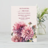 水エレガント色サンゴとピンクダリア結婚ズ 招待状 (スタンド正面)