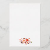 水エレガント色サンゴフローラ結婚金ゴールド 箔招待状 (裏面)