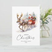 水エレガント色サンタクロースのクリスマスディアー シーズンカード (スタンド正面)