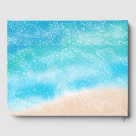 水エレガント色サンディ海ビーチ結婚式 ゲストブック (裏面)