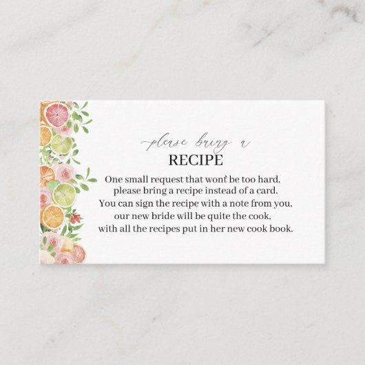 水エレガント色シトラスピンクの花Aレシピca エンクロージャーカード (正面)