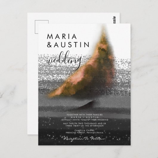 水エレガント色シーセーリングボートブラック結婚ズ ポストカード (正面/裏面)