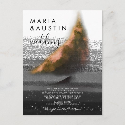 水エレガント色シーセーリングボートブラック結婚ズ ポストカード (正面)