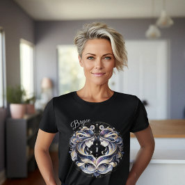 水エレガント色ジェミニ〔占星術の〕十二宮図カスタム Tシャツ