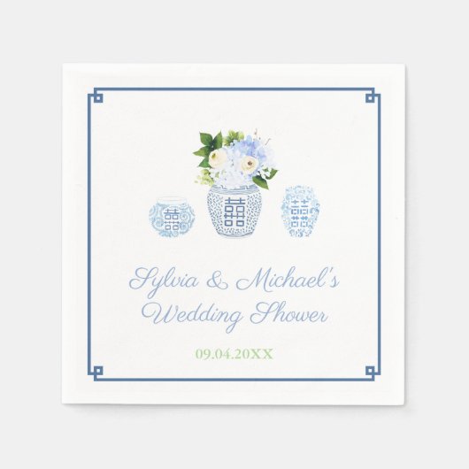 水エレガント色ジンジャージャーウェディングシャワーパーティー スタンダードカクテルナプキン (正面)