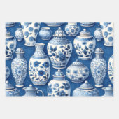 水エレガント色ジンジャーズ柄 ラッピングペーパーシート (正面2)