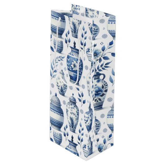 水エレガント色ジンジャーズ柄 ワインギフトバッグ (正面アングル)