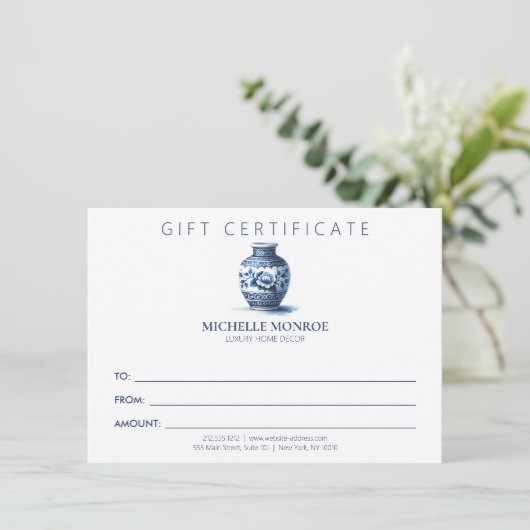 水エレガント色ジンジャー瓶ギフト証明書 (スタンド正面)