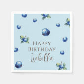 水エレガント色スイートブルーベリーハッピーバースデー スタンダードカクテルナプキン (正面)