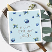 水エレガント色スイートブルーベリーハッピーバースデー スタンダードカクテルナプキン