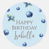 水エレガント色スイートブルーベリーハッピーバースデー ラウンドシール (正面)