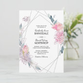 水エレガント色スケッチジオメト結婚リ 招待状 (スタンド正面)