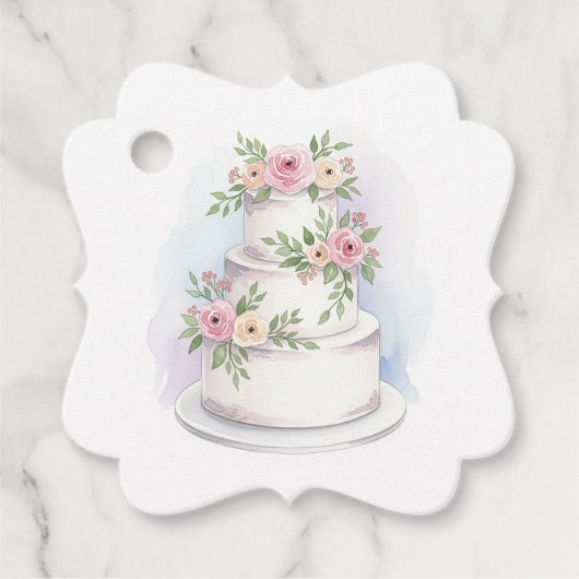 水エレガント色スタイル結婚ケーキメッセージカード フェイバータグ (正面)