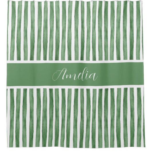 水エレガント色ストライプ名前をカスタムする シャワーカーテン (正面)