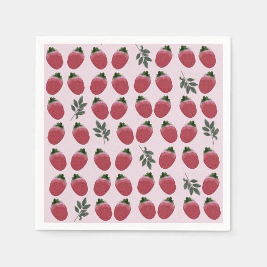 水エレガント色ストロベリーブデイパーティーナプキン スタンダードカクテルナプキン (正面)