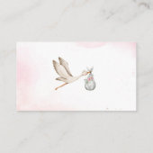 水エレガント色ストーク赤ちゃん女の子の赤ちゃんシャワー直径 エンクロージャーカード (裏面)