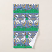 水エレガント色スワン自然緑のグラフィックス バスタオルセット (ハンドタオル)