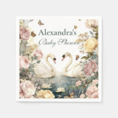 水エレガント色スワン赤ちゃんシャワー スタンダードカクテルナプキン (正面)