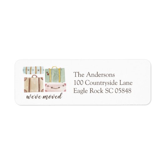 水エレガント色スーツケース引っ越しました ラベル (正面)