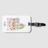 水エレガント色スーツケース荷物 ラゲッジタグ (正面横)