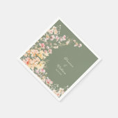 水エレガント色セージ緑の野花結婚の スタンダードカクテルナプキン (角)