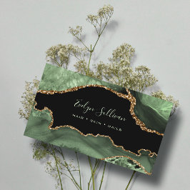 水エレガント色セージ緑色瑪瑙 名刺