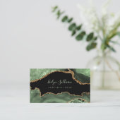 水エレガント色セージ緑色瑪瑙 名刺 (スタンド正面)