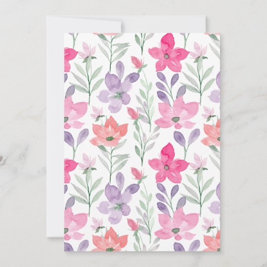 水エレガント色ソフトパステルピンクブライダルシャワー 招待状 (裏面)