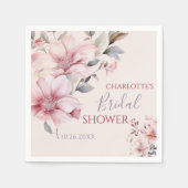水エレガント色ソフトピンクフローラブライダルシャワー スタンダードカクテルナプキン (正面)