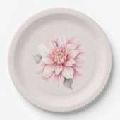 水エレガント色ソフトピンクローズブライダルシャワー ペーパープレート (正面)