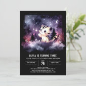 水エレガント色タイガー誕生日 招待状 (スタンド正面)