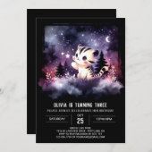 水エレガント色タイガー誕生日 招待状 (正面/裏面)