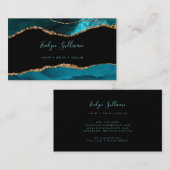 水エレガント色ターコイズ集計名刺 名刺 (正面/裏面)