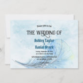 水エレガント色ダスティブルークラス海軍結婚ズ 招待状 (正面)