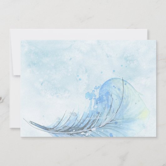 水エレガント色ダスティブルークラス海軍結婚ズ 招待状 (裏面)