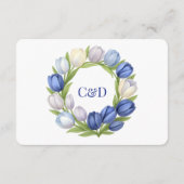 水エレガント色チューリップリース結婚ズブルーアイボリー エンクロージャーカード (裏面)