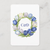 水エレガント色チューリップリース結婚ズブルーアイボリー エンクロージャーカード (裏面)