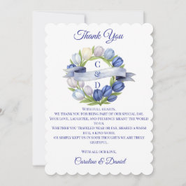 水エレガント色チューリップリース結婚ズブルーアイボリー サンキューカード